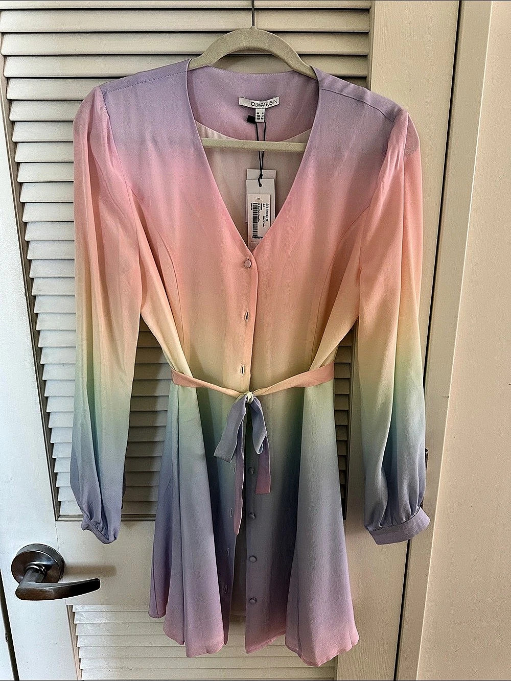 Olivia Rubin Viola Dress Pastel Ombre Mini Dress Size 12 NWT